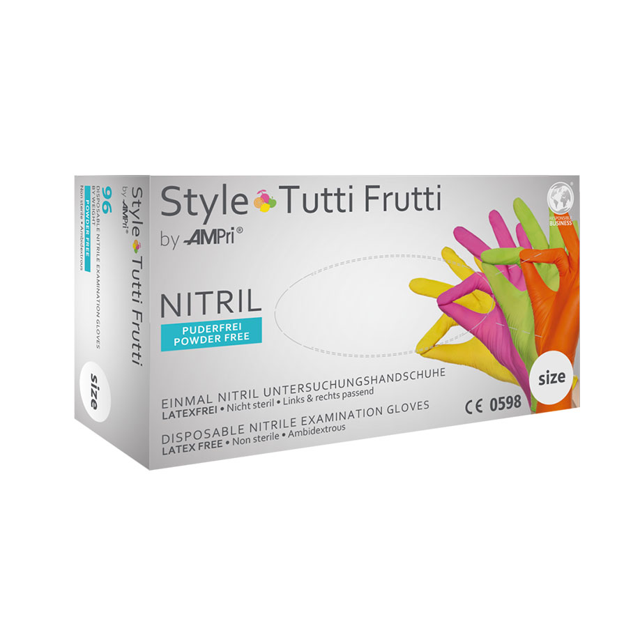 Nitril U.-Handschuhe Style tutti frutti, unsteril puderfrei Gr. S, (96 Stck.)