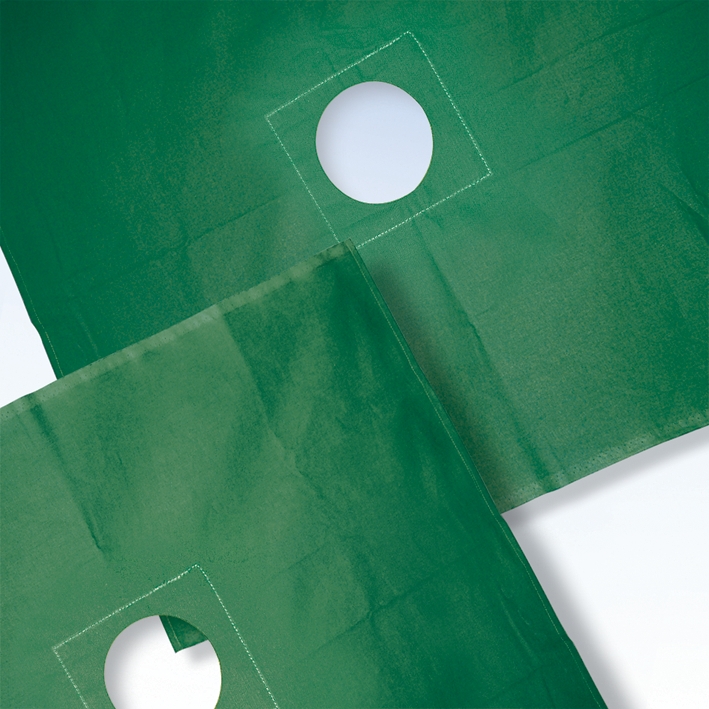Abdecktuch 40 x 40 cm forstgrün 100 % Baumwolle mit Loch Ø 7 cm